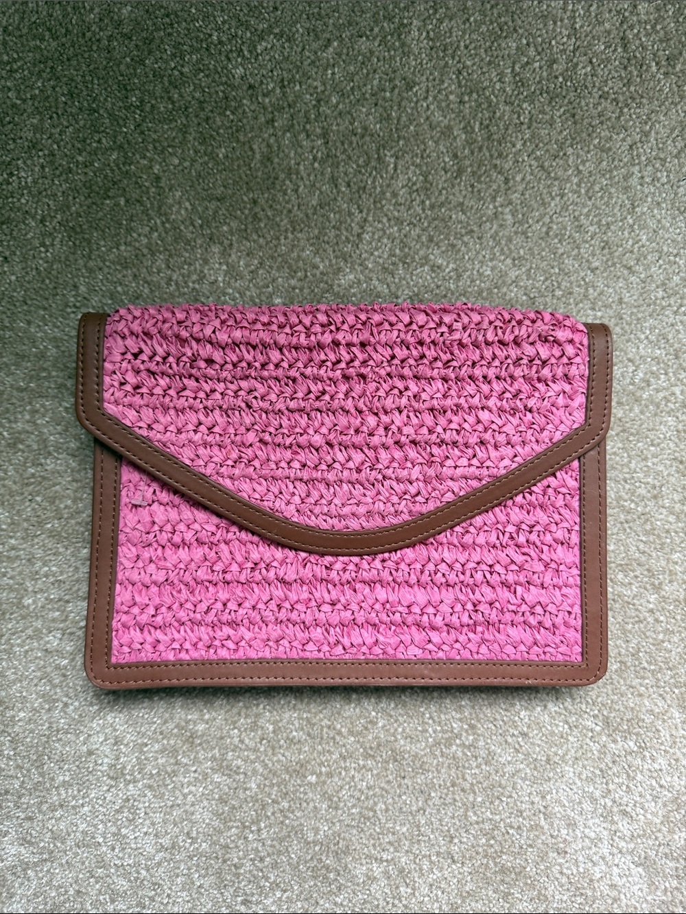 LOFT Pink Woven Clutch with Gold Snap